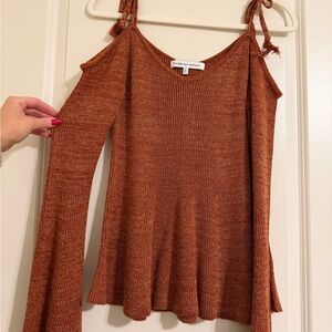 cupcakes & cashmere Rust Off-the-Shoulder Sweater